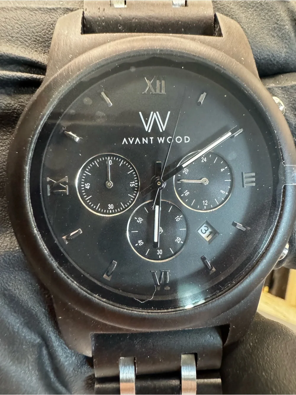 Avantwood Men's Black Wood Chronograph Watch